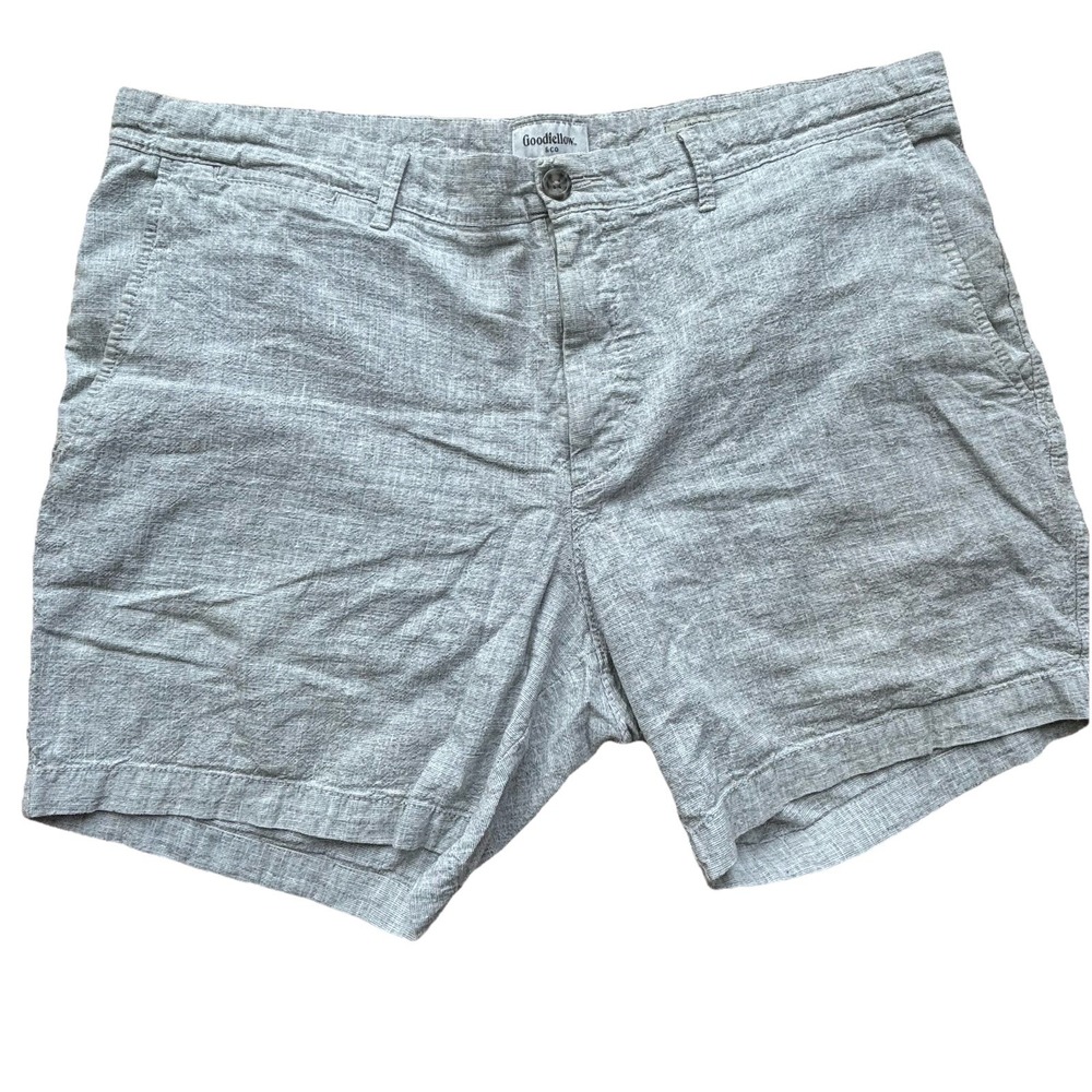 Goodfellow Linden Bermuda‎ Shorts Mens sz 40 Flat Front Linen Blend Pockets Gray